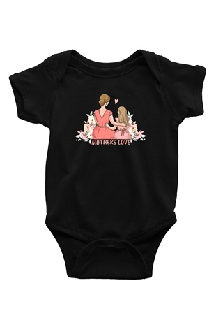 Anneler Günü Baskılı Unisex Siyah Bebek Body - Zıbın