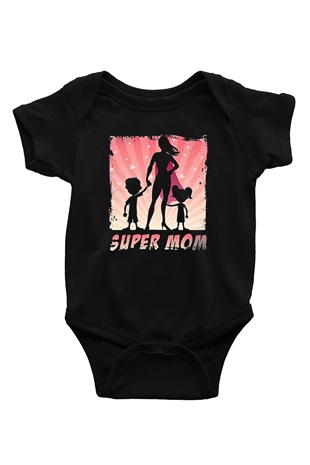 Anneler Günü Baskılı Unisex Siyah Bebek Body - Zıbın