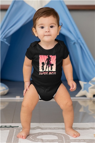 Anneler Günü Baskılı Unisex Siyah Bebek Body - Zıbın