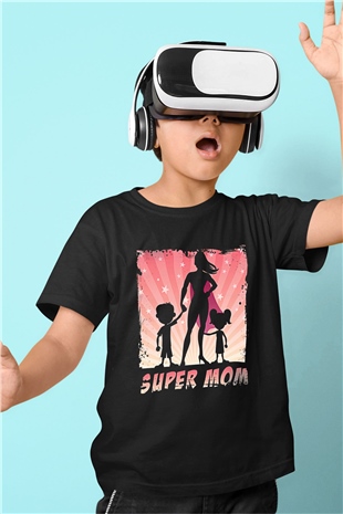 Anneler Günü Baskılı Unisex Siyah Çocuk Tişört - Tshirt