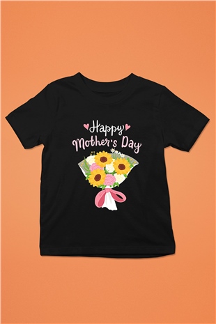 Anneler Günü Baskılı Unisex Siyah Çocuk Tişört - Tshirt