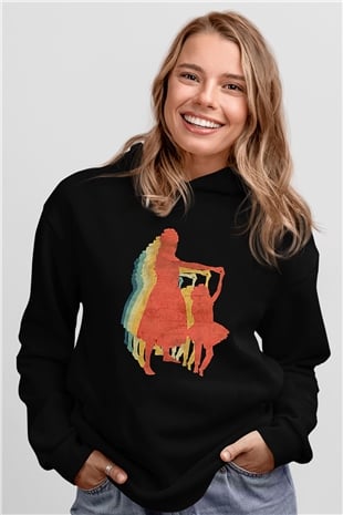 Anneler Günü Baskılı Unisex Siyah Hoodie