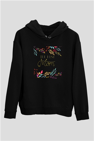 Anneler Günü Baskılı Unisex Siyah Hoodie