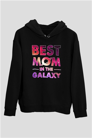 Anneler Günü Baskılı Unisex Siyah Hoodie