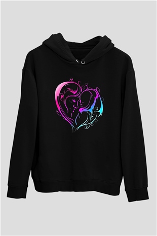 Anneler Günü Baskılı Unisex Siyah Hoodie