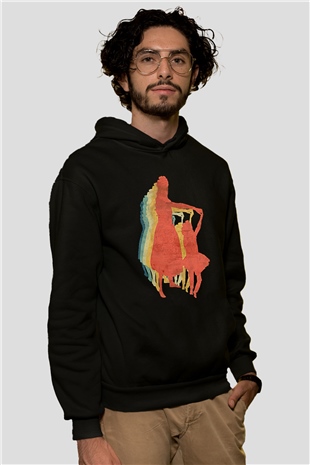 Anneler Günü Baskılı Unisex Siyah Hoodie
