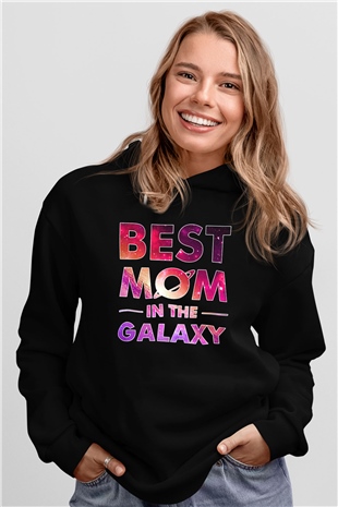 Anneler Günü Baskılı Unisex Siyah Hoodie