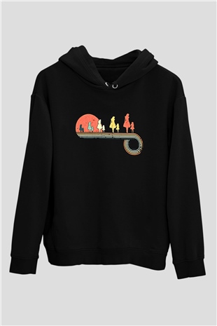 Anneler Günü Baskılı Unisex Siyah Hoodie