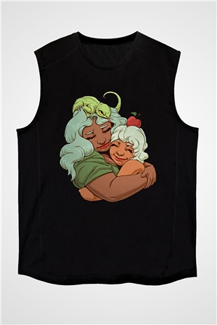 Anneler Günü Baskılı Unisex Siyah Kolsuz Tişört - Tshirt