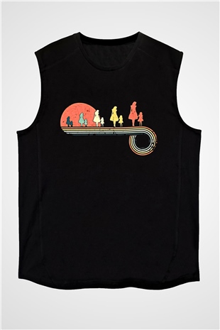 Anneler Günü Baskılı Unisex Siyah Kolsuz Tişört - Tshirt