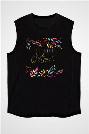 Anneler Günü Baskılı Unisex Siyah Kolsuz Tişört - Tshirt