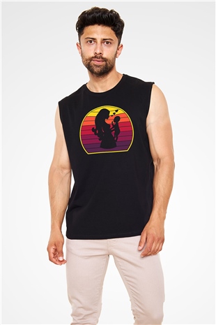 Anneler Günü Baskılı Unisex Siyah Kolsuz Tişört - Tshirt