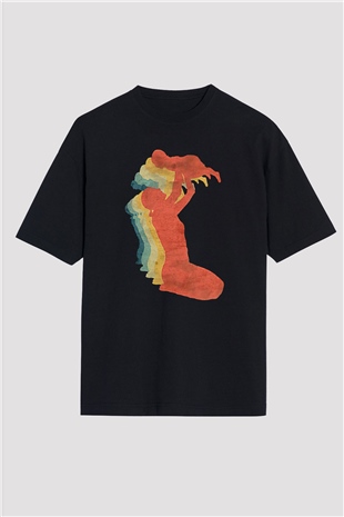 Anneler Günü Baskılı Unisex Siyah Oversize Tişört - Tshirt