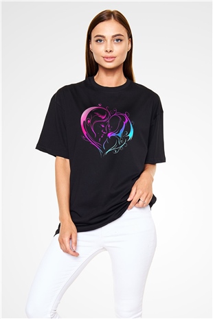 Anneler Günü Baskılı Unisex Siyah Oversize Tişört - Tshirt
