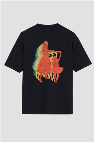 Anneler Günü Baskılı Unisex Siyah Oversize Tişört - Tshirt