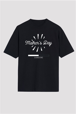 Anneler Günü Baskılı Unisex Siyah Oversize Tişört - Tshirt