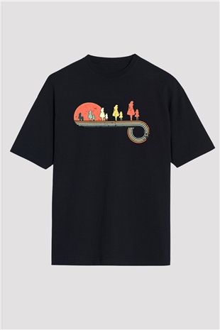 Anneler Günü Baskılı Unisex Siyah Oversize Tişört - Tshirt