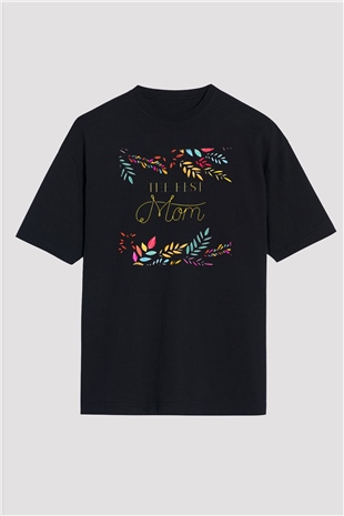 Anneler Günü Baskılı Unisex Siyah Oversize Tişört - Tshirt