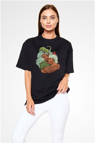 Anneler Günü Baskılı Unisex Siyah Oversize Tişört - Tshirt