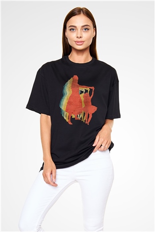 Anneler Günü Baskılı Unisex Siyah Oversize Tişört - Tshirt