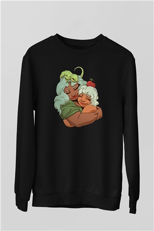 Anneler Günü Baskılı Unisex Siyah Sweatshirt