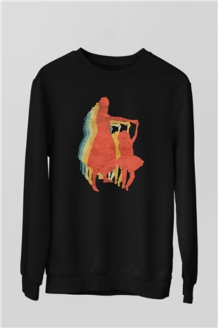Anneler Günü Baskılı Unisex Siyah Sweatshirt