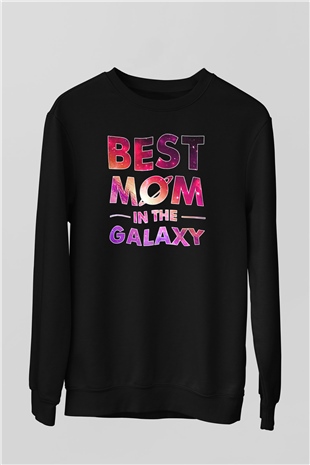 Anneler Günü Baskılı Unisex Siyah Sweatshirt