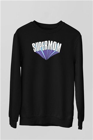 Anneler Günü Baskılı Unisex Siyah Sweatshirt
