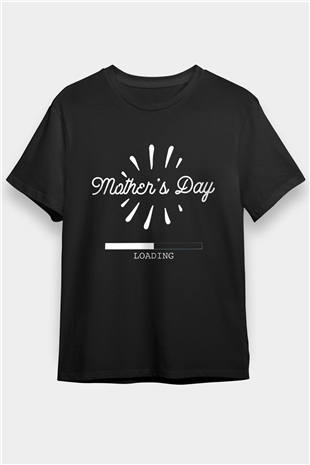 Anneler Günü Baskılı Unisex Siyah Tişört - Tshirt