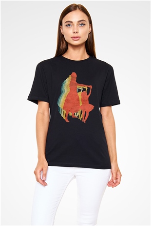 Anneler Günü Baskılı Unisex Siyah Tişört - Tshirt