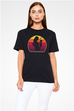 Anneler Günü Baskılı Unisex Siyah Tişört - Tshirt