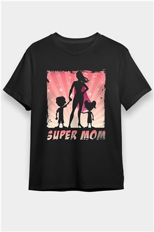 Anneler Günü Baskılı Unisex Siyah Tişört - Tshirt