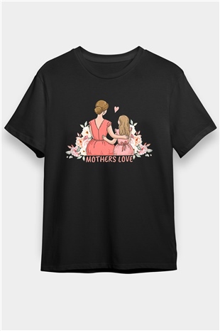 Anneler Günü Baskılı Unisex Siyah Tişört - Tshirt