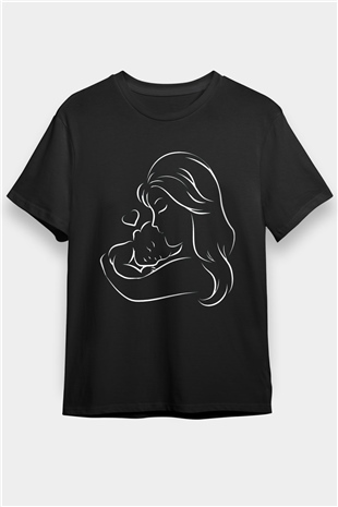 Anneler Günü Baskılı Unisex Siyah Tişört - Tshirt