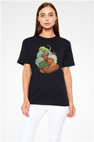 Anneler Günü Baskılı Unisex Siyah Tişört - Tshirt