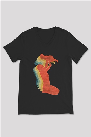 Anneler Günü Baskılı Unisex Siyah V Yaka Tişört - Tshirt
