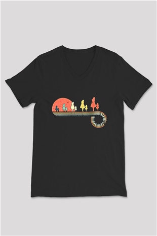 Anneler Günü Baskılı Unisex Siyah V Yaka Tişört - Tshirt