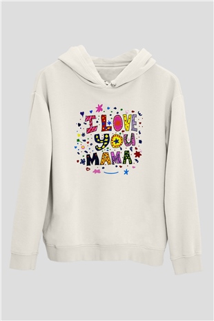 Anneler Günü Beyaz Unisex Kapşonlu Sweatshirt