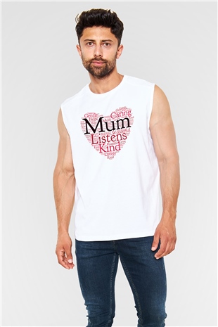 Anneler Günü Beyaz Unisex Kolsuz Tişört