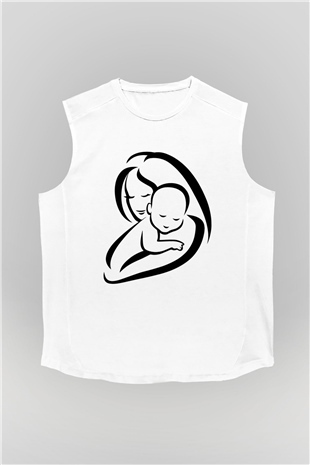 Anneler Günü Beyaz Unisex Kolsuz Tişört