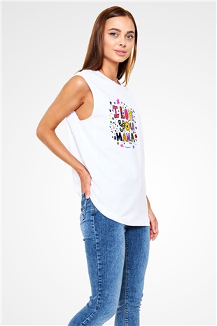 Anneler Günü Beyaz Unisex Kolsuz Tişört