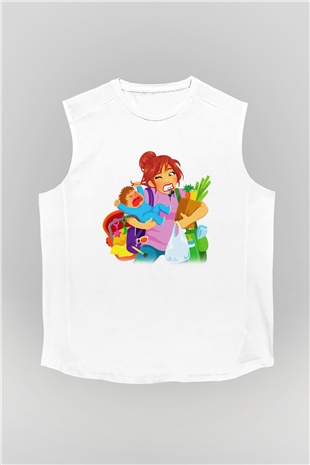 Anneler Günü Beyaz Unisex Kolsuz Tişört