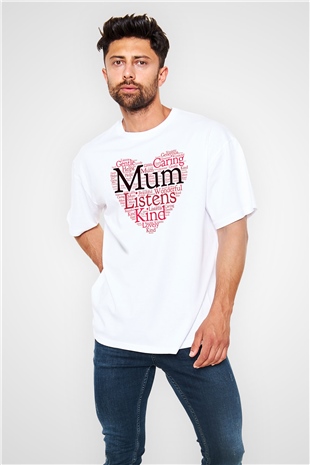 Anneler Günü Beyaz Unisex Oversize Tişört T-Shirt