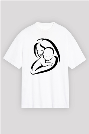 Anneler Günü Beyaz Unisex Oversize Tişört T-Shirt
