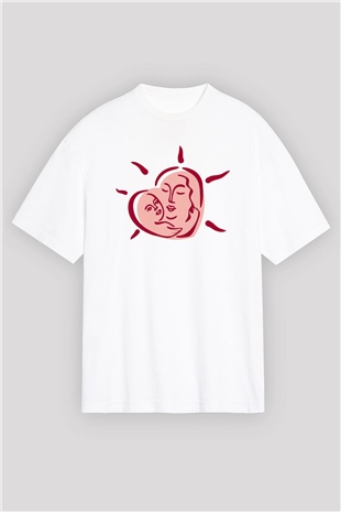 Anneler Günü Beyaz Unisex Oversize Tişört T-Shirt