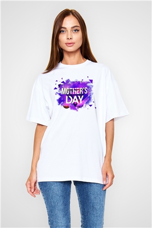 Anneler Günü Beyaz Unisex Oversize Tişört T-Shirt