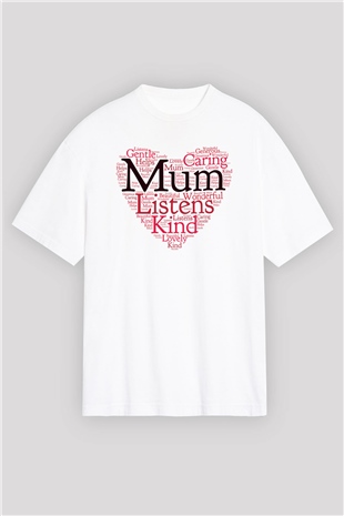 Anneler Günü Beyaz Unisex Oversize Tişört T-Shirt
