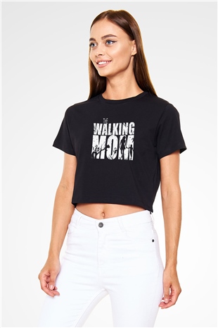 Anneler Günü Siyah  Crop Top Tişört