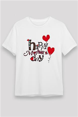 Anneler Günü Unisex Baskılı Beyaz Tişört - Tshirt