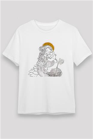 Anneler Günü Unisex Baskılı Beyaz Tişört - Tshirt